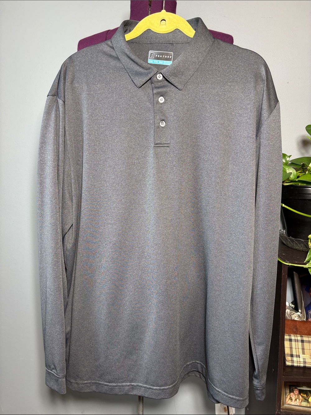 PGA Tour Men’s Long-Sleeve Polo in Gray